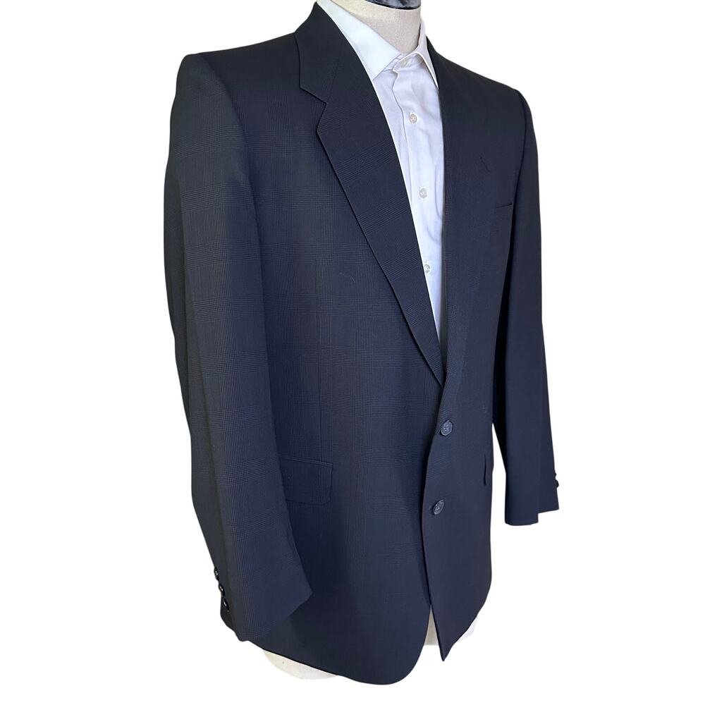 Profilo Sport Coat 42L Charcoal Glen Plaid 1 Vent 2 button Virgin wool - Picture 4 of 9